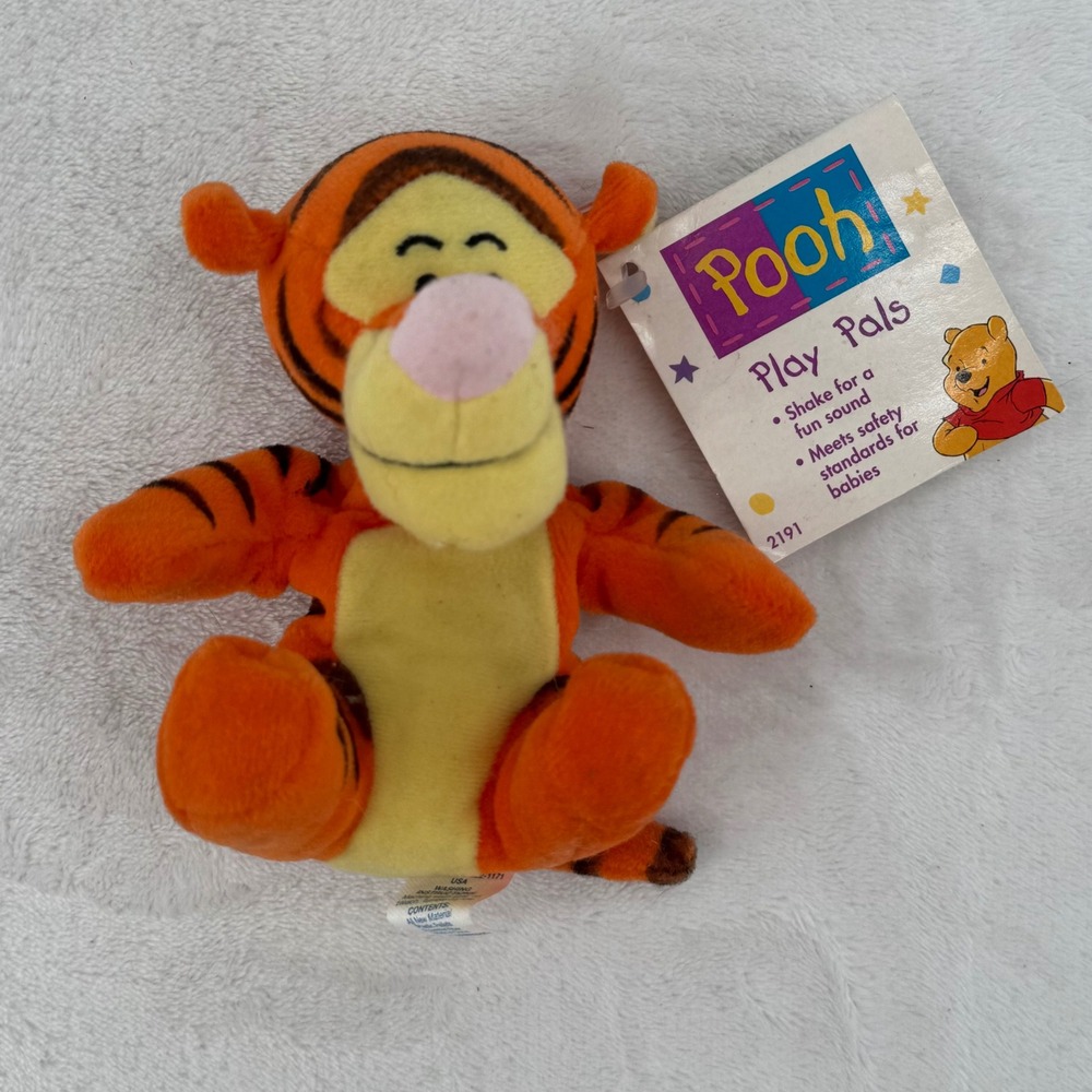 Vtg 1997 The First Years 5" Tigger Plush Rattle Disney Winnie the Pooh Play Pals